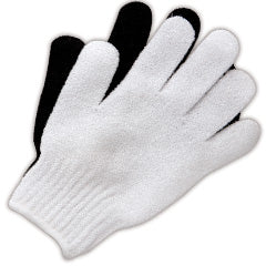 WHITE EXFOLIATING GLOVES PAIR